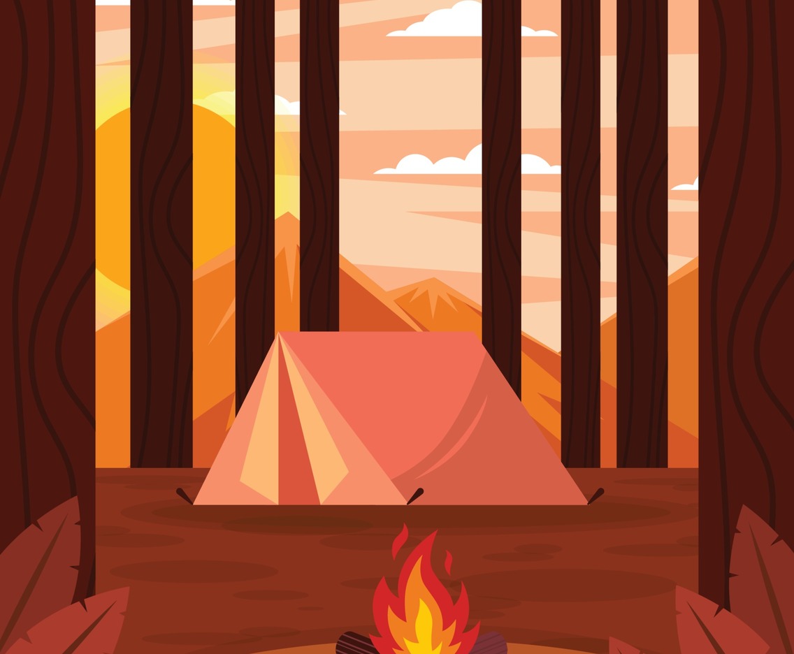 Bonfire Sunset on Camp Ground