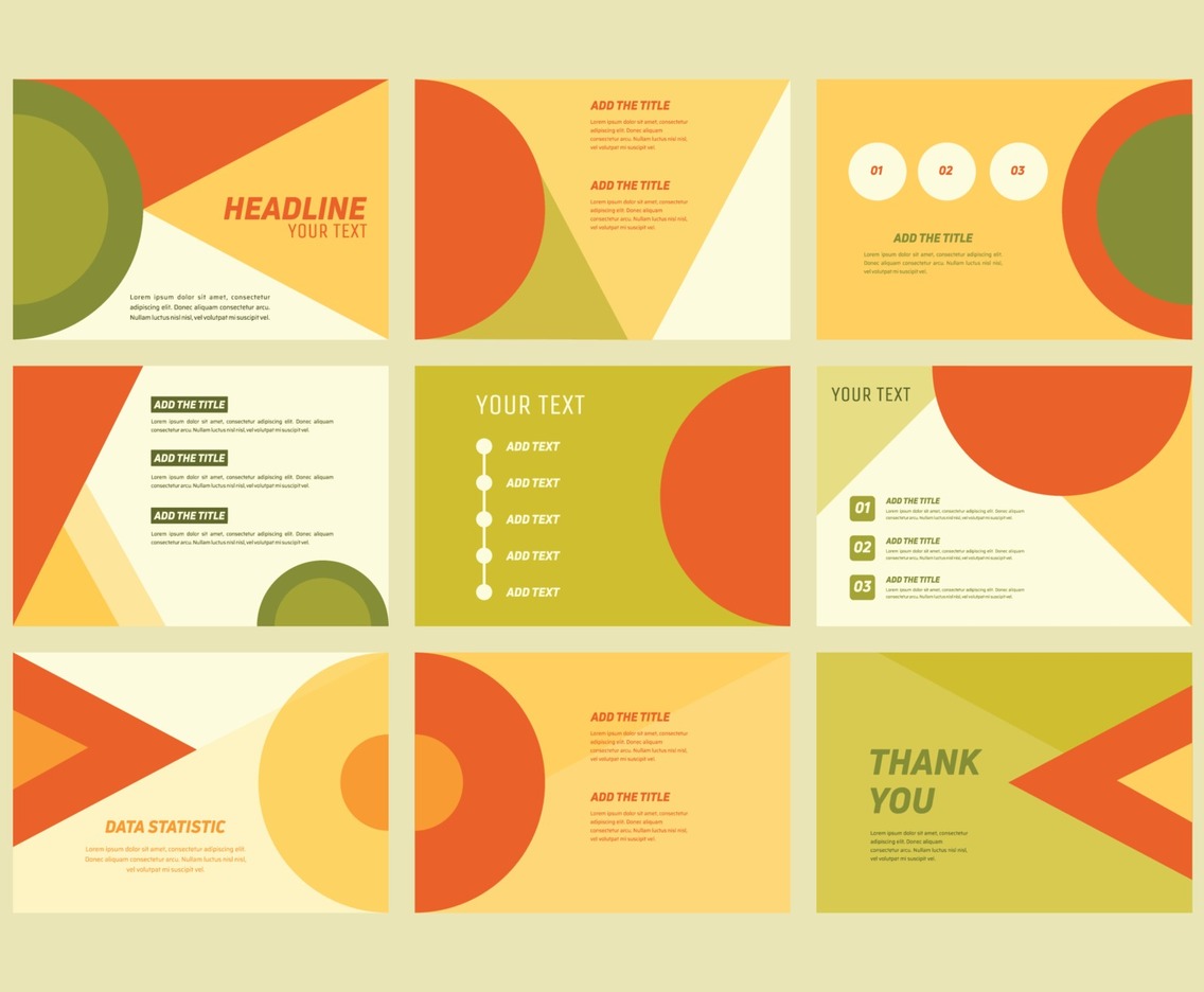 Orange and Green Geometric Presentation Template