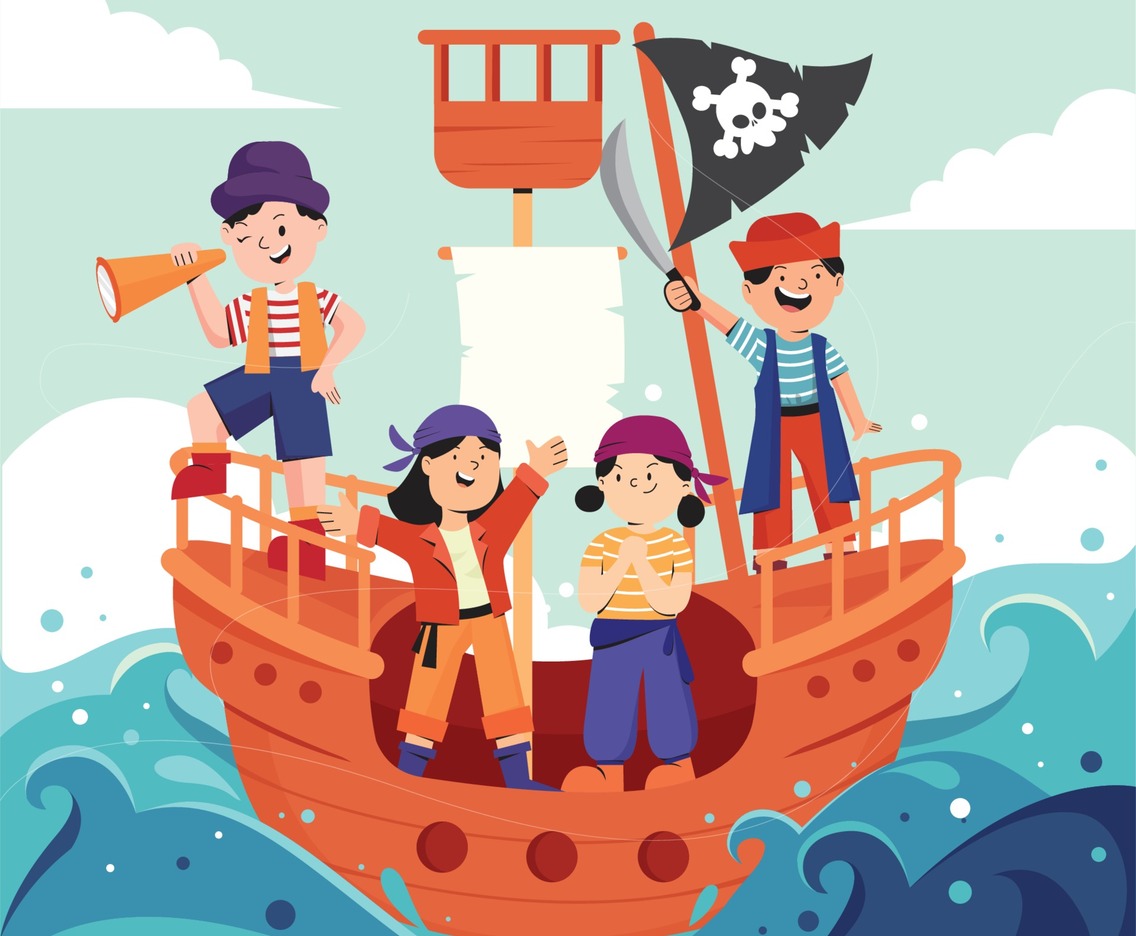 Pirate Kids in the Sea Concept