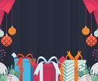 Christmas Floral And Gift Boxes Background