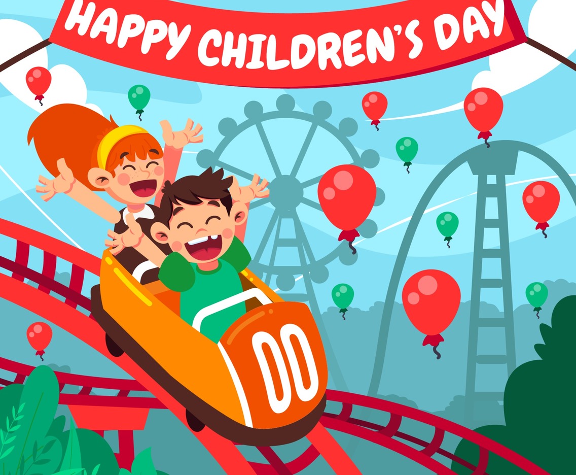 Celebrating Children's Day by Riding Roller Coaster