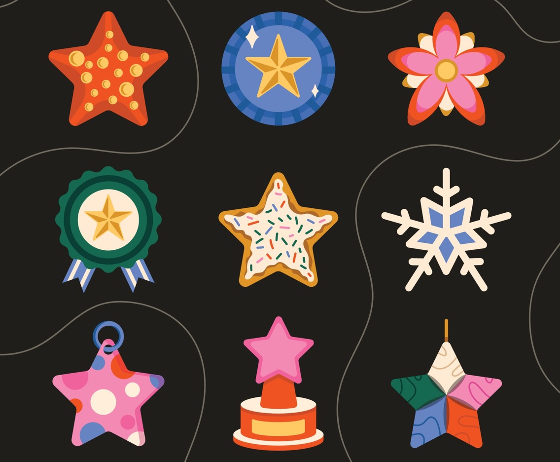 Colorful Star Icon Template Set