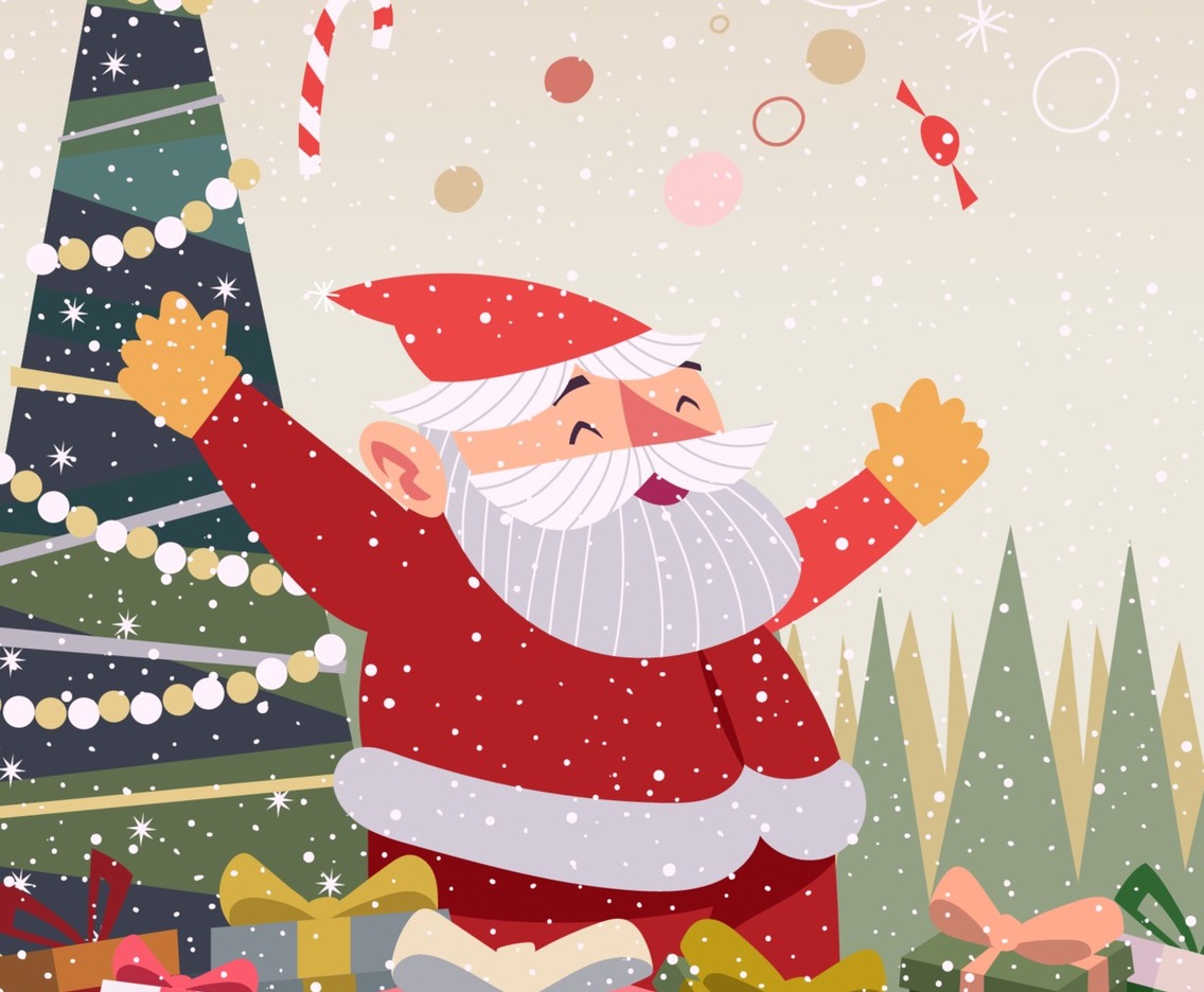 Santa Claus Brings Christmas Gifts