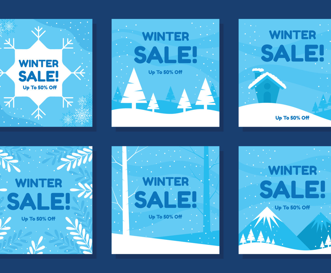 Set Of Winter Sale Social Media Post