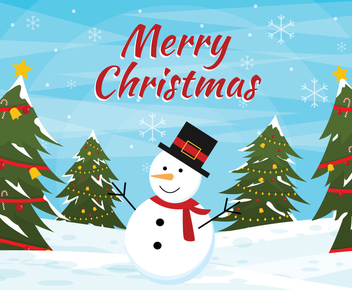 Snowman in the Winter Scenery
