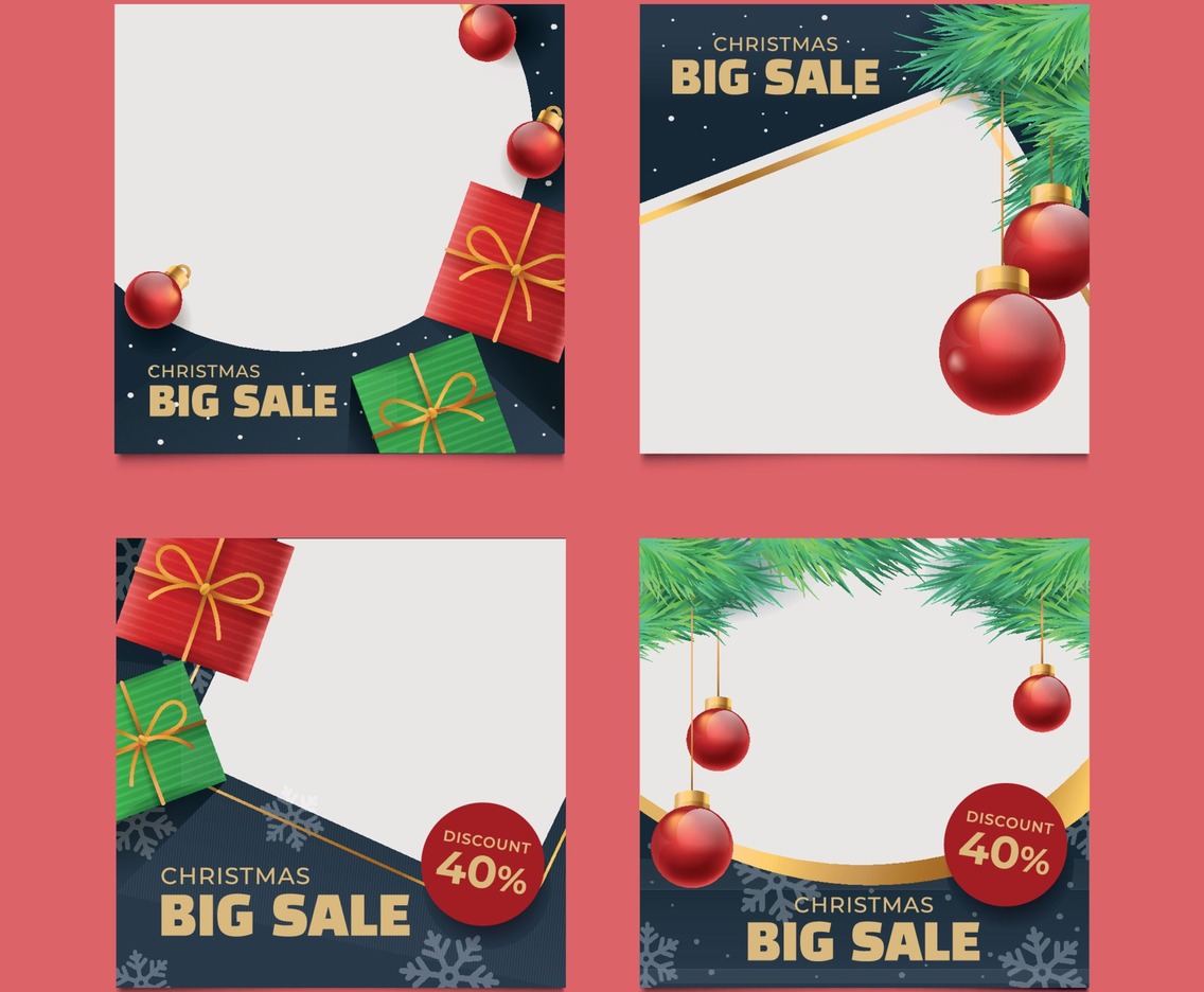 Set of Christmas Social Media Post Template