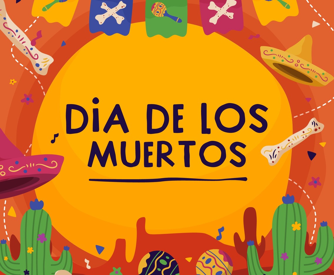 Dia De Los Muertos in Desert Background