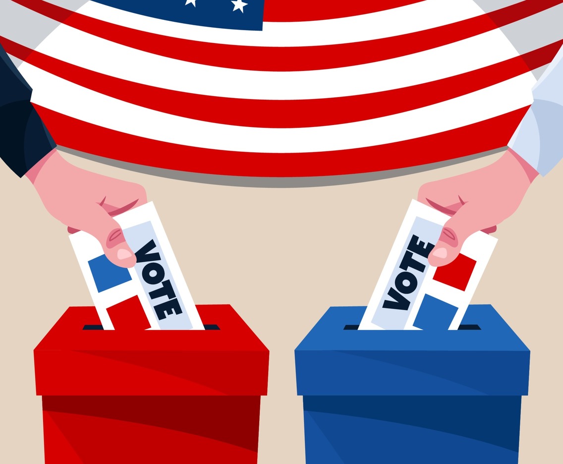 Hands Inserting Ballots Into Box