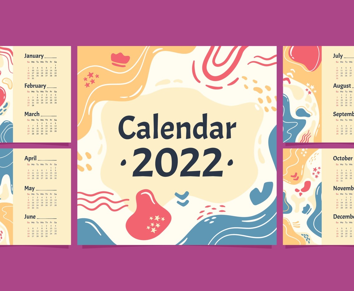 Calendar 2022 Abstract Shape Template