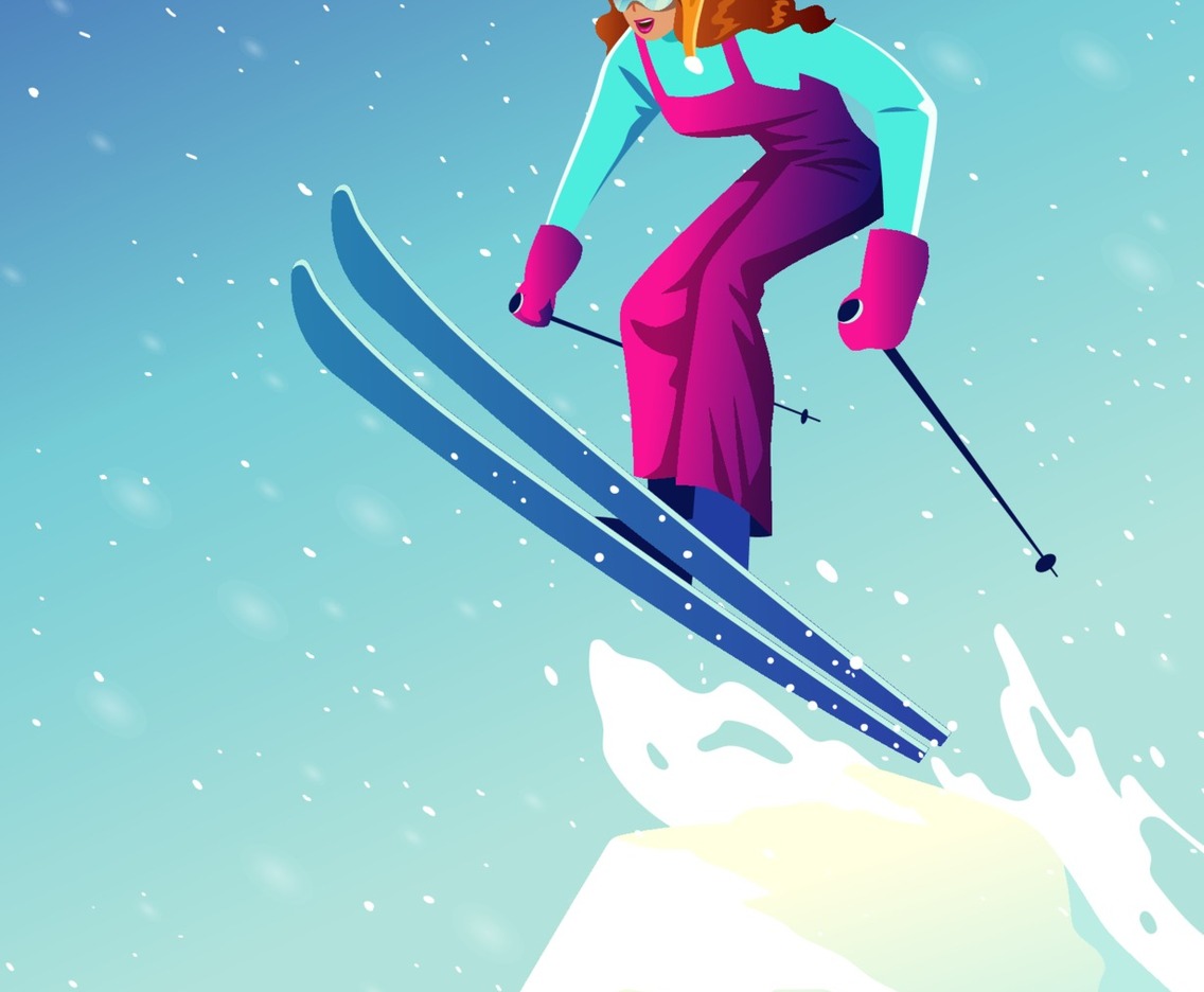 Woman Skiing in the Mountains