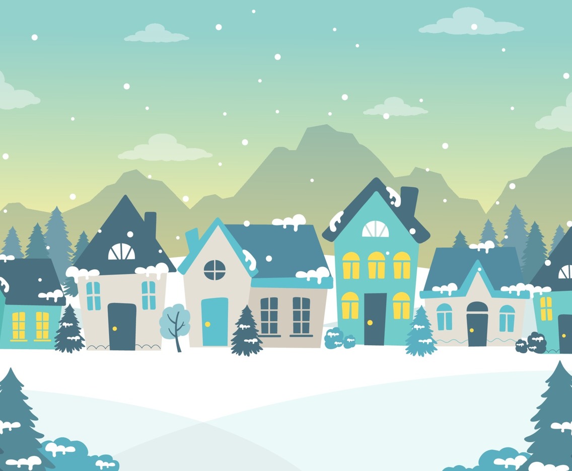 Winter Outdoor Village Scenery
