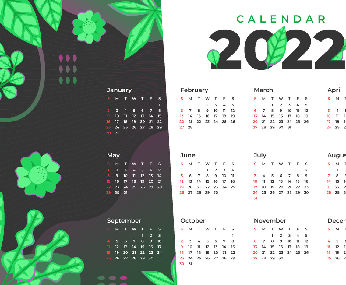 Green 2022 Calendar Template