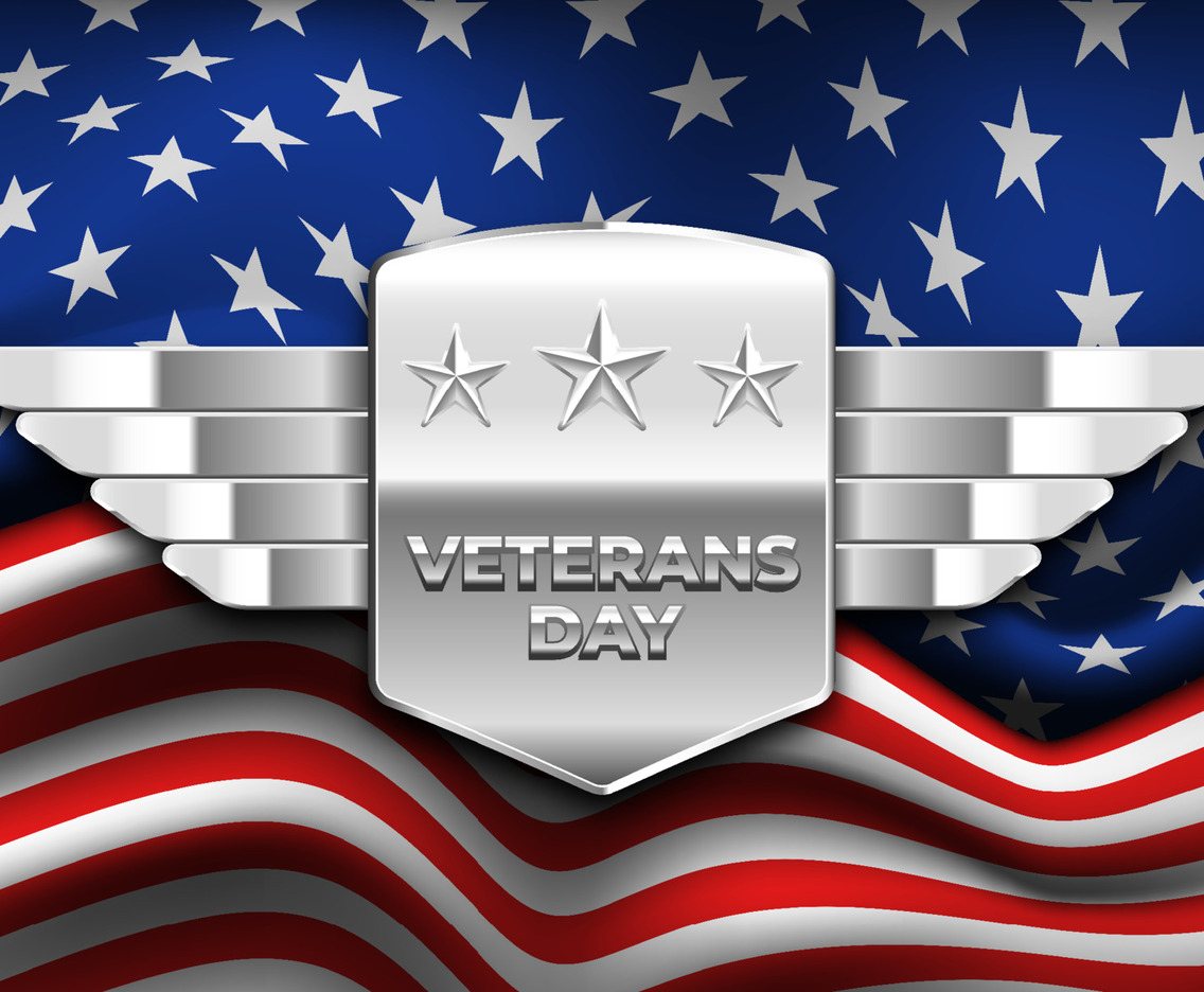 Realistic Veterans Day Wings and Shield Background