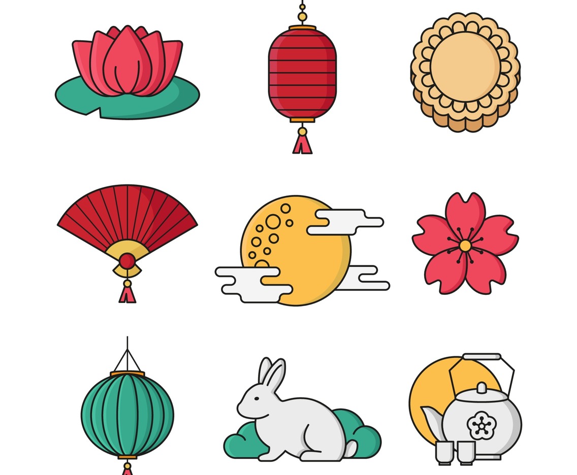 Mid Autum Simple Icons Collection