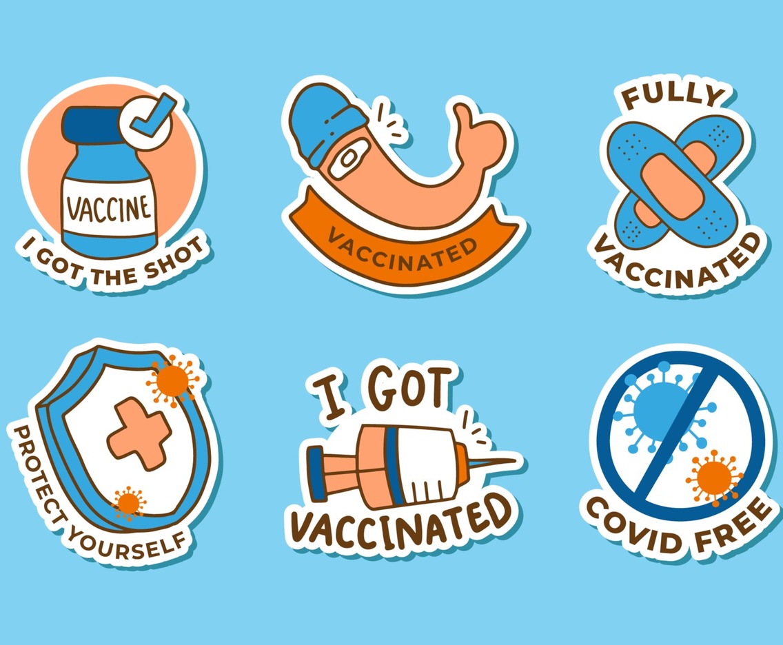 Set of Covid-19 Vaccine Campaign Stickers