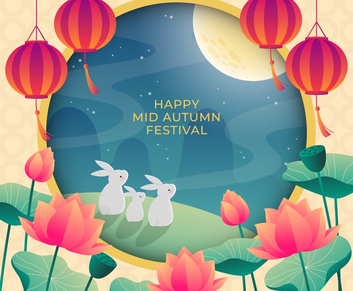 Beautiful Mid Autumn Festival in Gradient Color Concept
