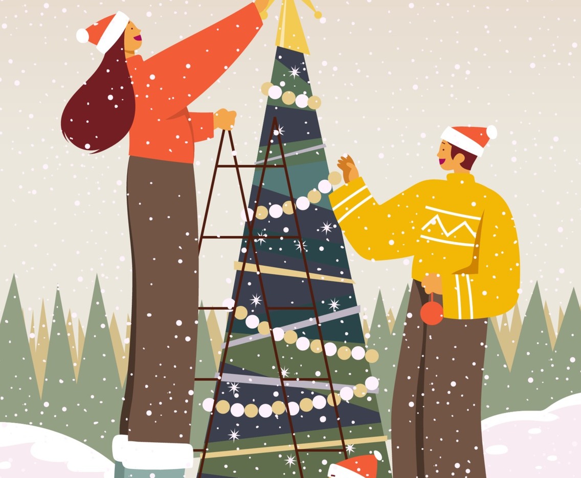 Family Decorating Christmas Tree