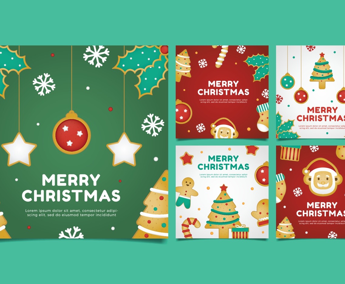 Christmas Gingerbread Cookies Social Media Post Set