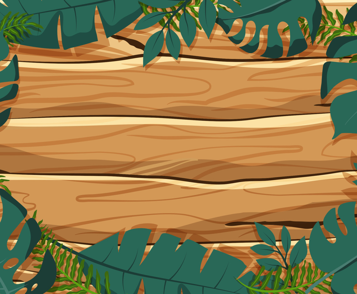 Natural Foliage on Wooden Plank