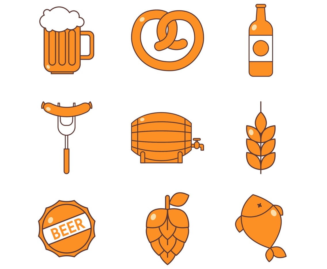Simple Line Art Oktoberfest Icons Concept