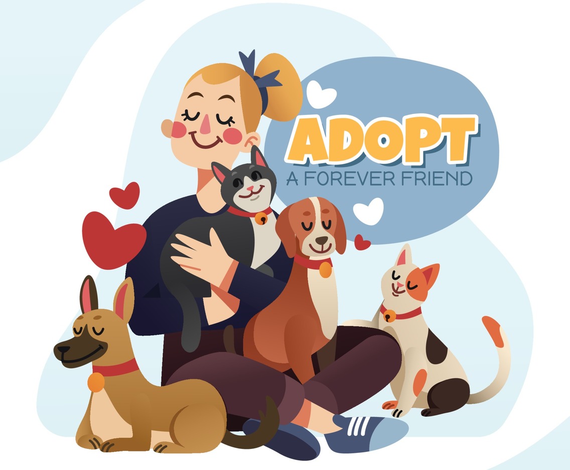 Woman with Her Adopted Pets