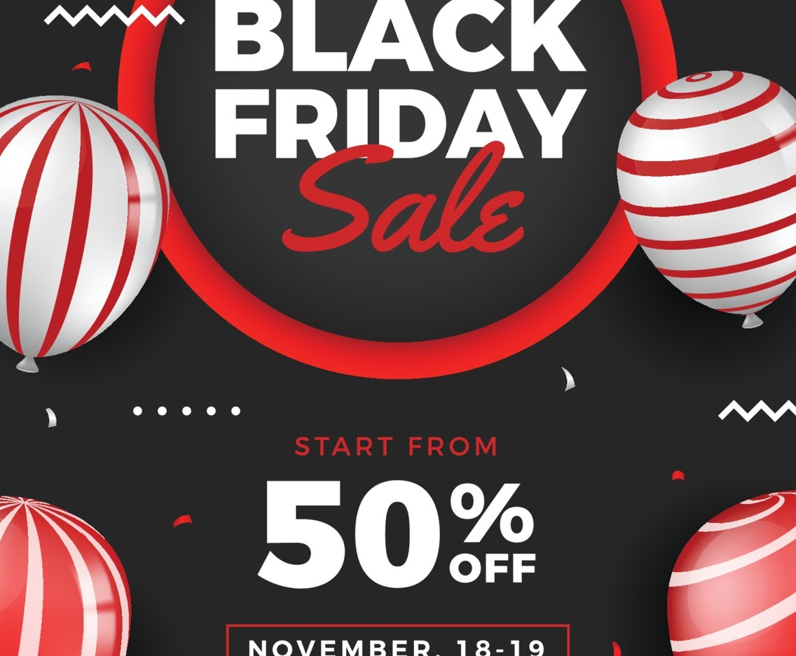 Black Friday Sale Flyer with Balloon Elements