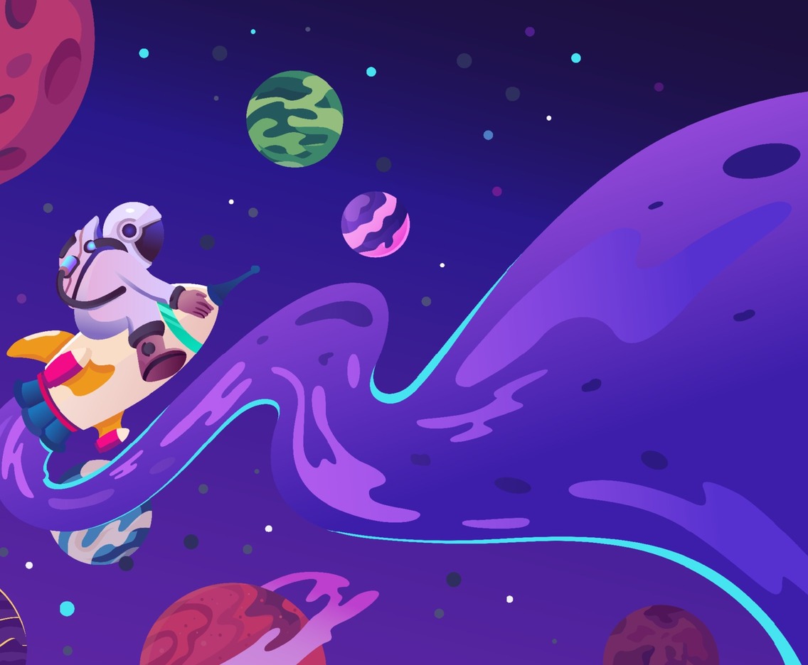Astronaut Riding A Rocket on Galaxy