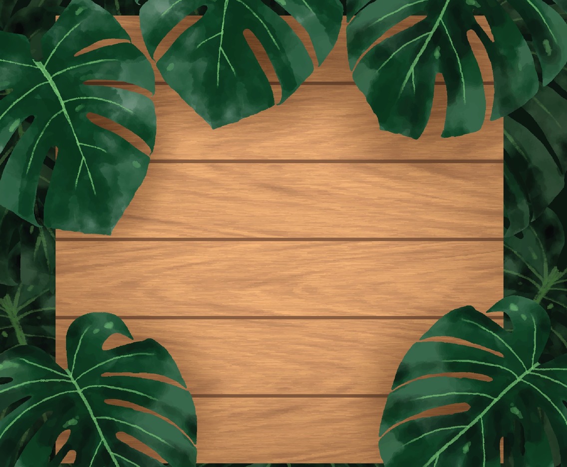 Wood with Watercolor Foliage
