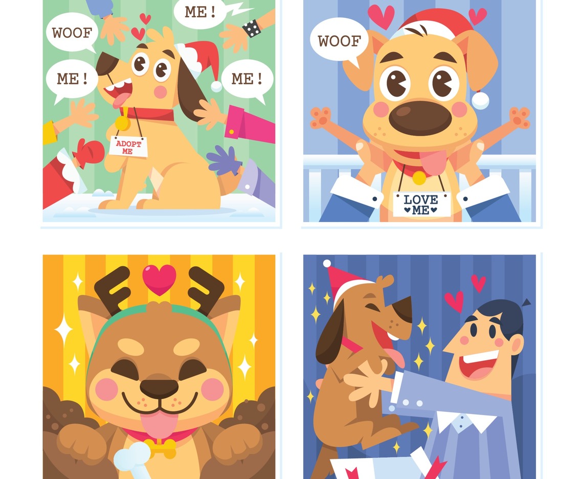 Cute Santa Paws Card Set