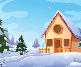Winter Landscape With House And Trees