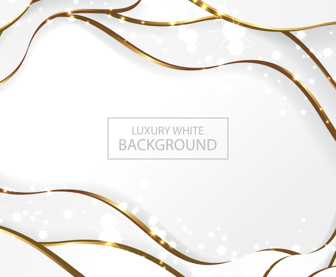 Abstract Luxury White Wave Background with Gold Lines