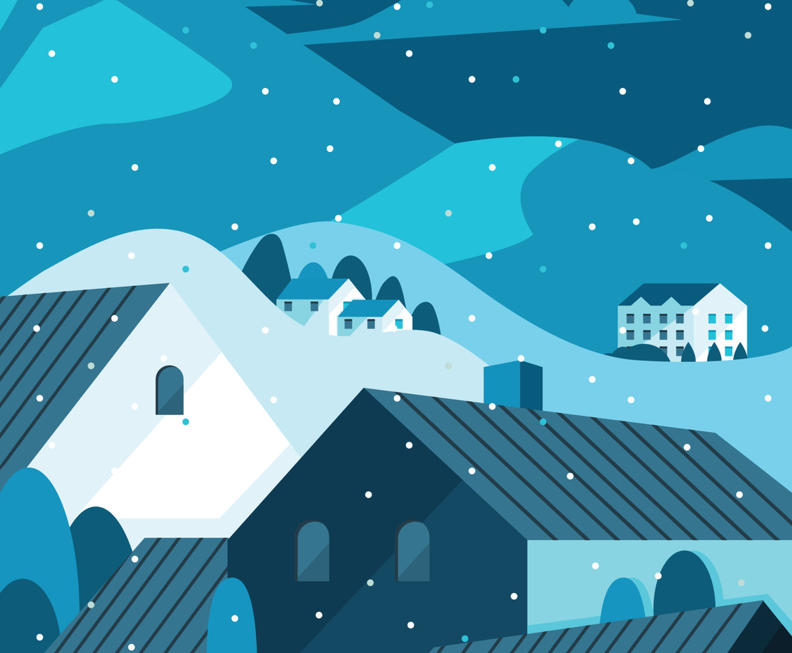 Houses in Winter Snowy Day Concept