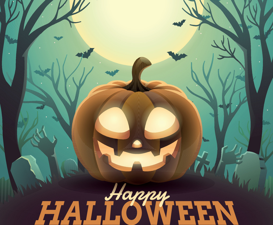 Halloween Pumpkin Under Moonlight
