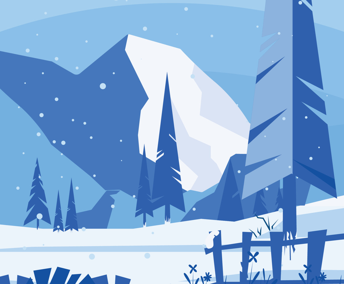 Snowy Winter Forest Tree with Mountain Background