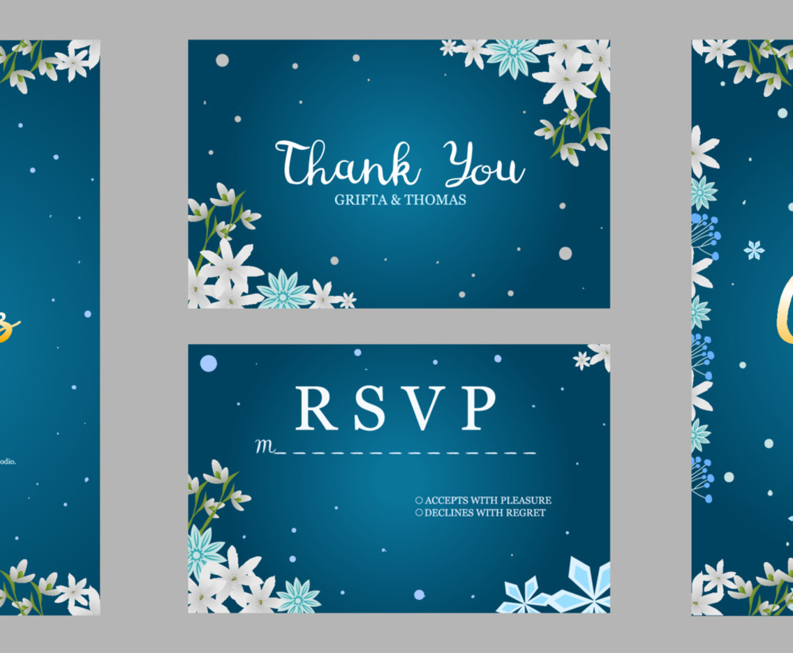Floral Winter Wedding Invitation Template Set