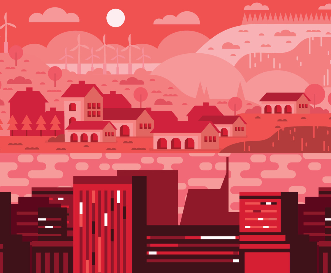 Buildings and Suburb Divided by the River Background