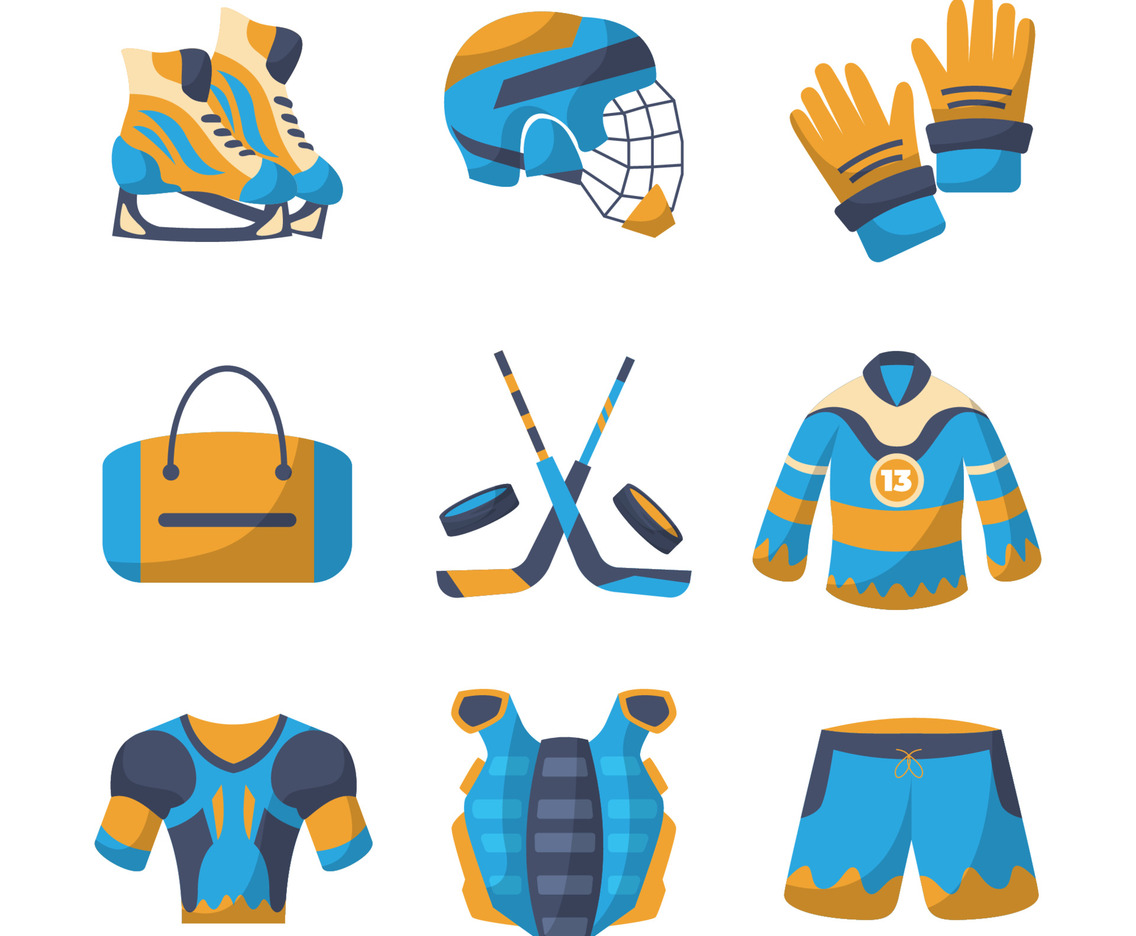 Hockey Equipment Icon Set