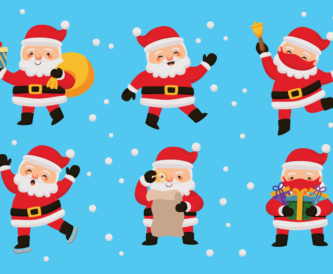 Cute Santa Claus Hand Drawn Character Collection