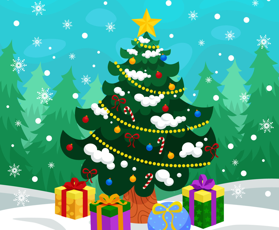 Colorful Hand Drawn Christmas Tree