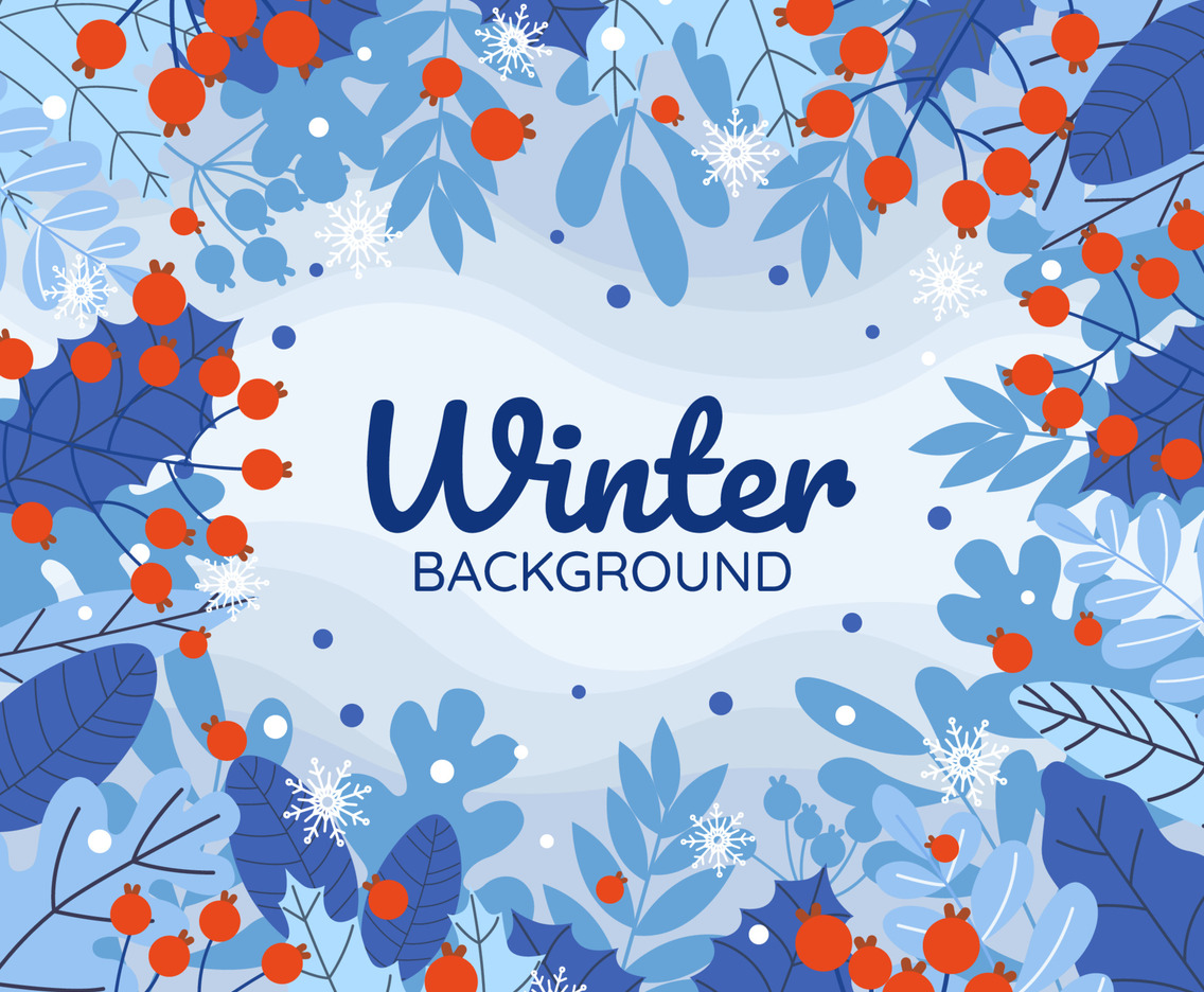 Winter Floral Hand Drawn