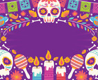 Dia De Los Muertos Colorful Doodle Background