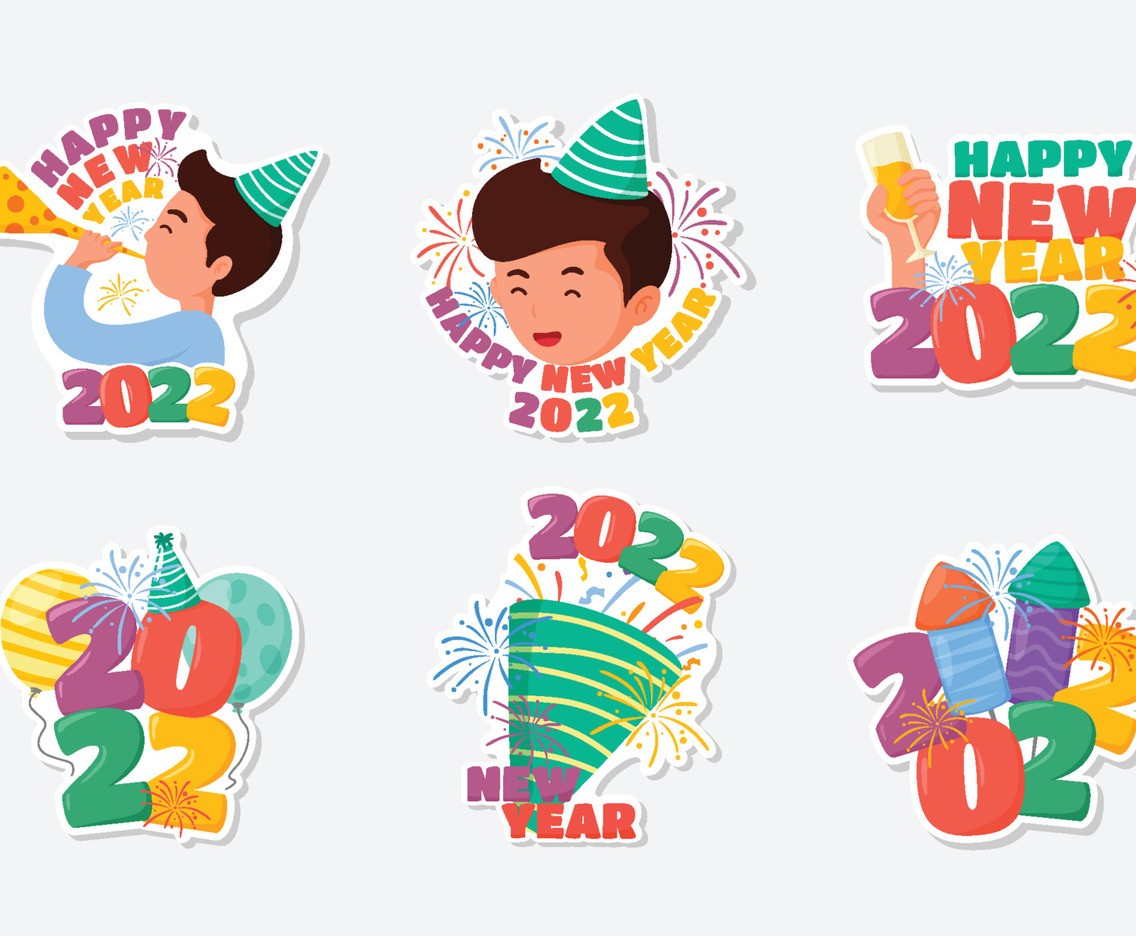 Happy New Year 2022 Sticker Set