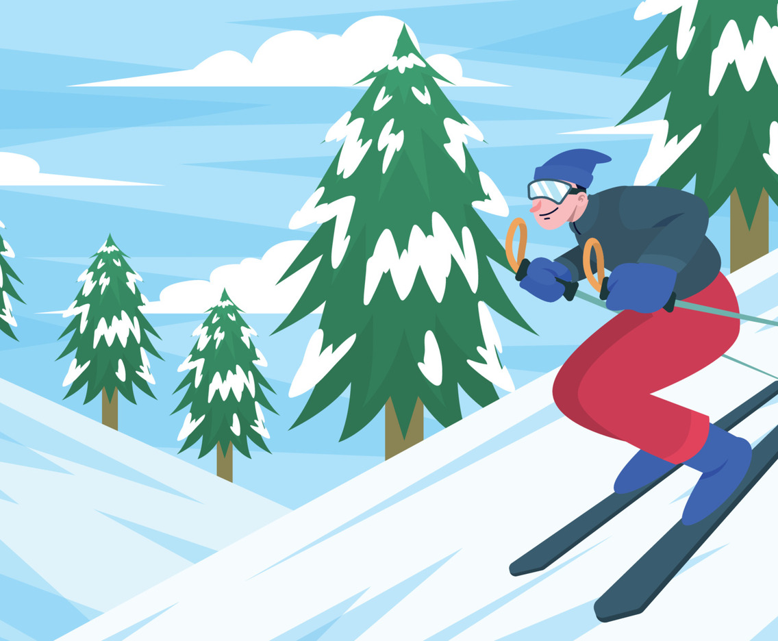 Enjoyed the Winter by Skiing in the Mountain