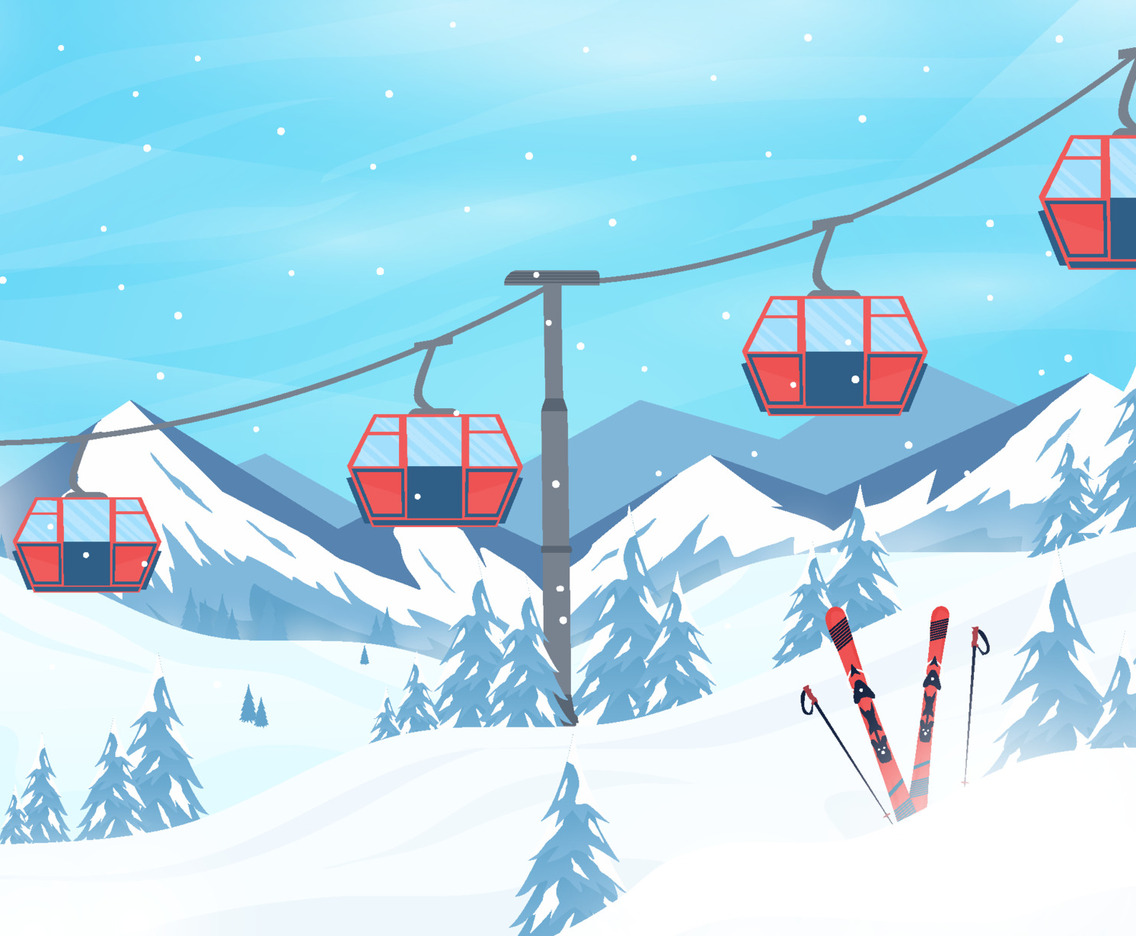 Winter background sport cable car snow nature