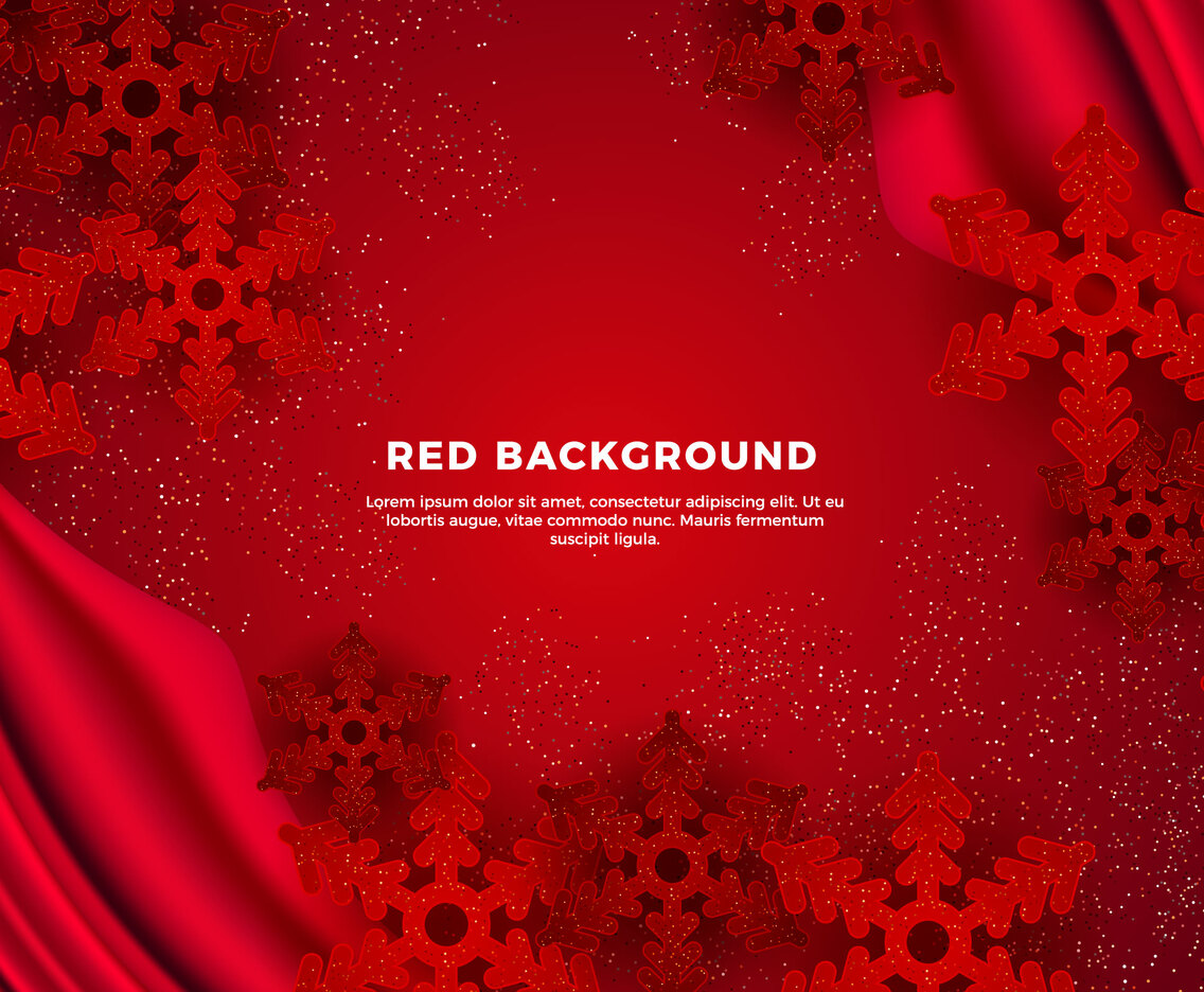 Red Snow Flake and Curtain Background