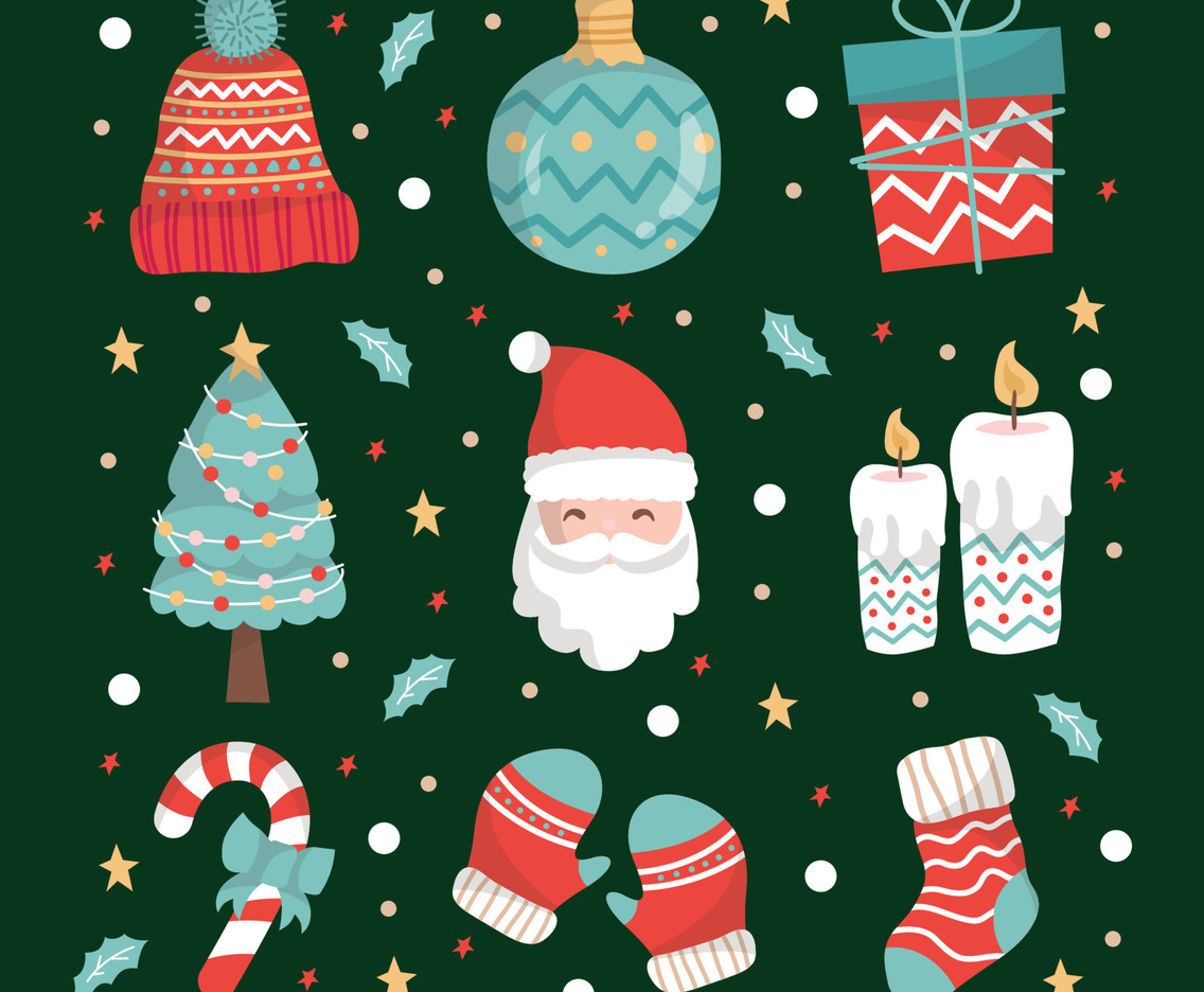 Christmas Colorful Doodle Element Set