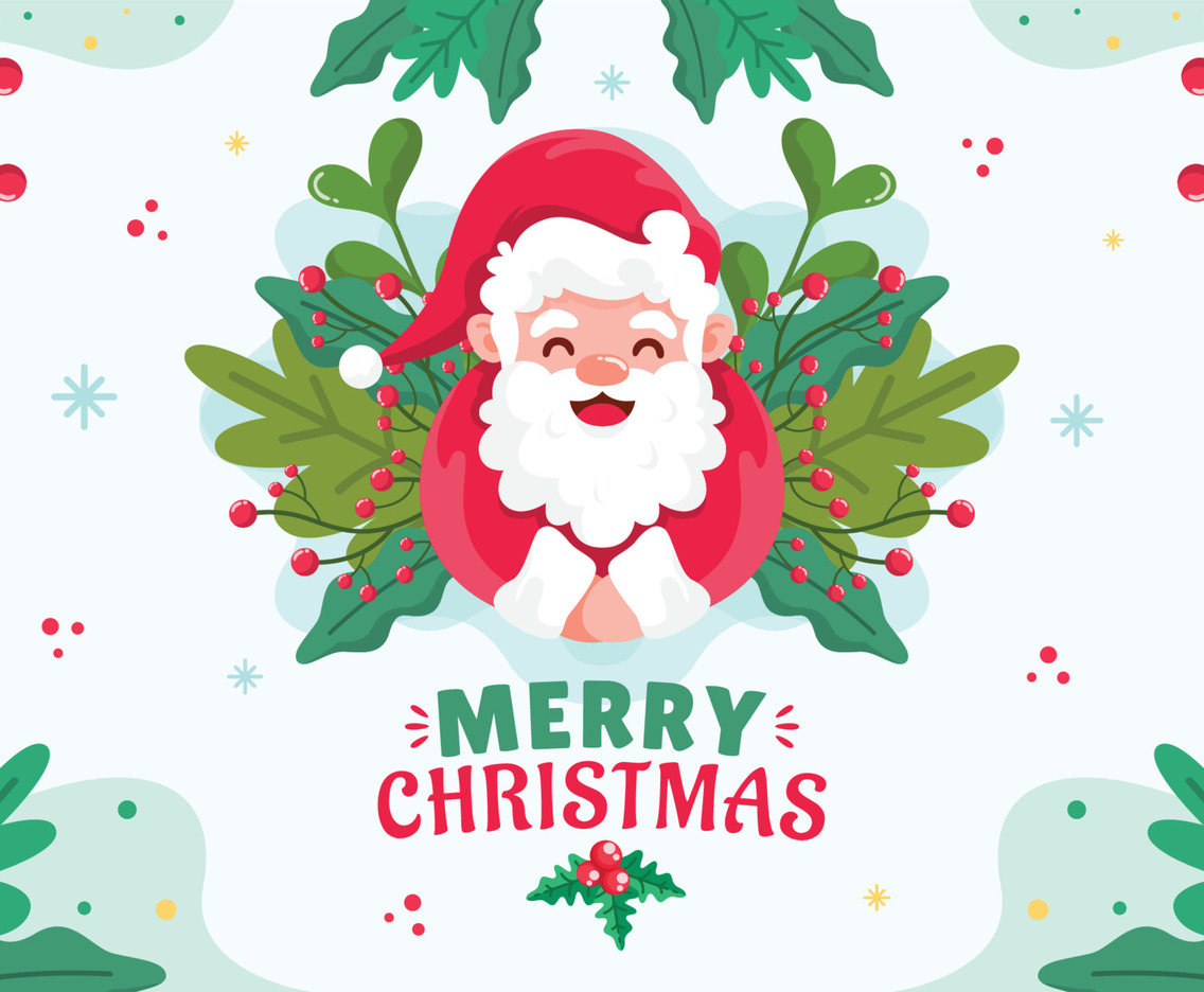 Cute Santa Merry Christmas Background Template Concept