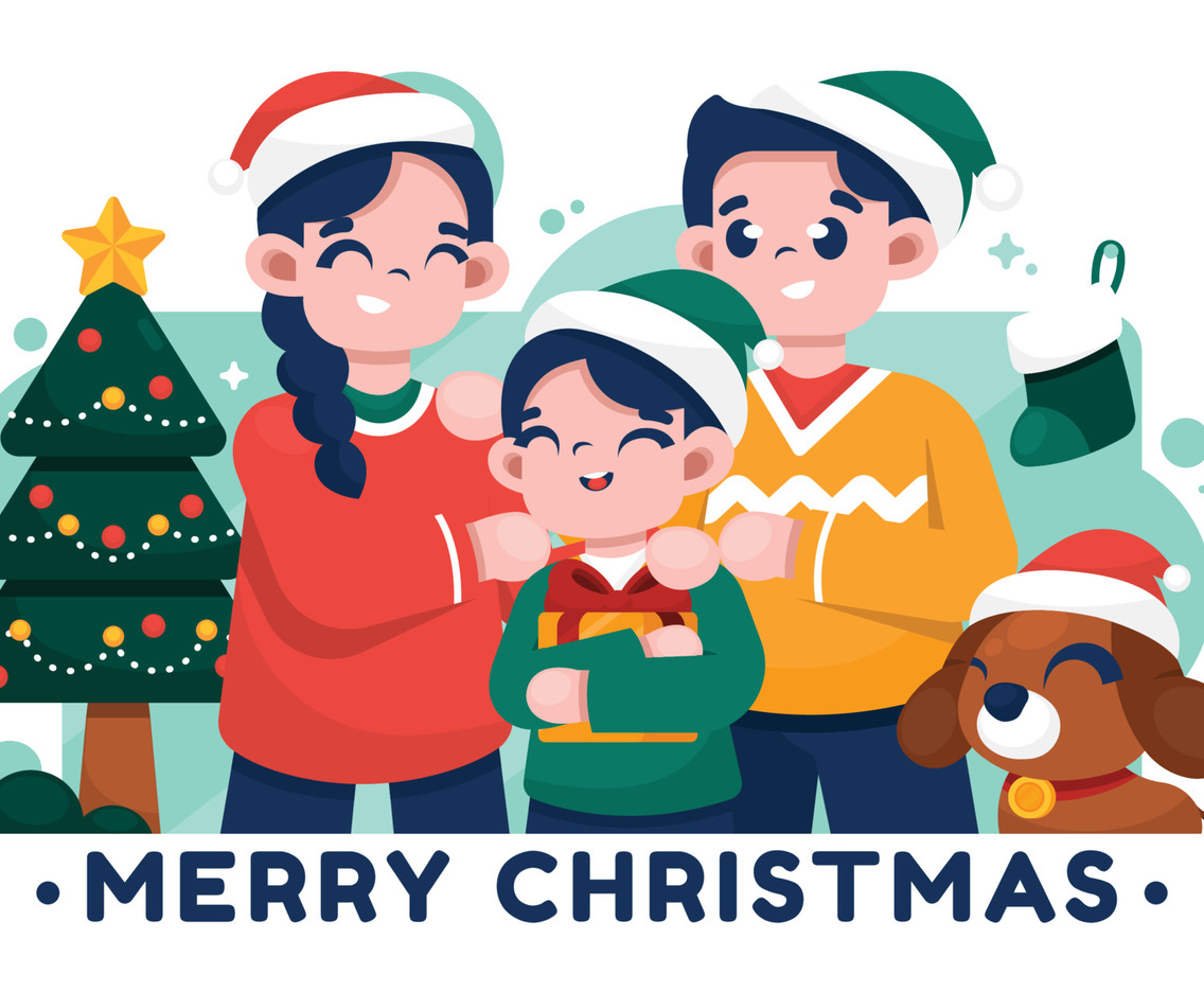Happy Family Celebrating Christmas