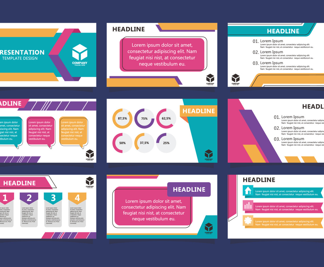 Business Presentation Template with Colorful Element