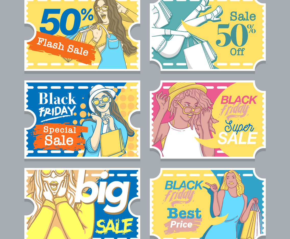 Black Friday Sale Coupon Sticker Set